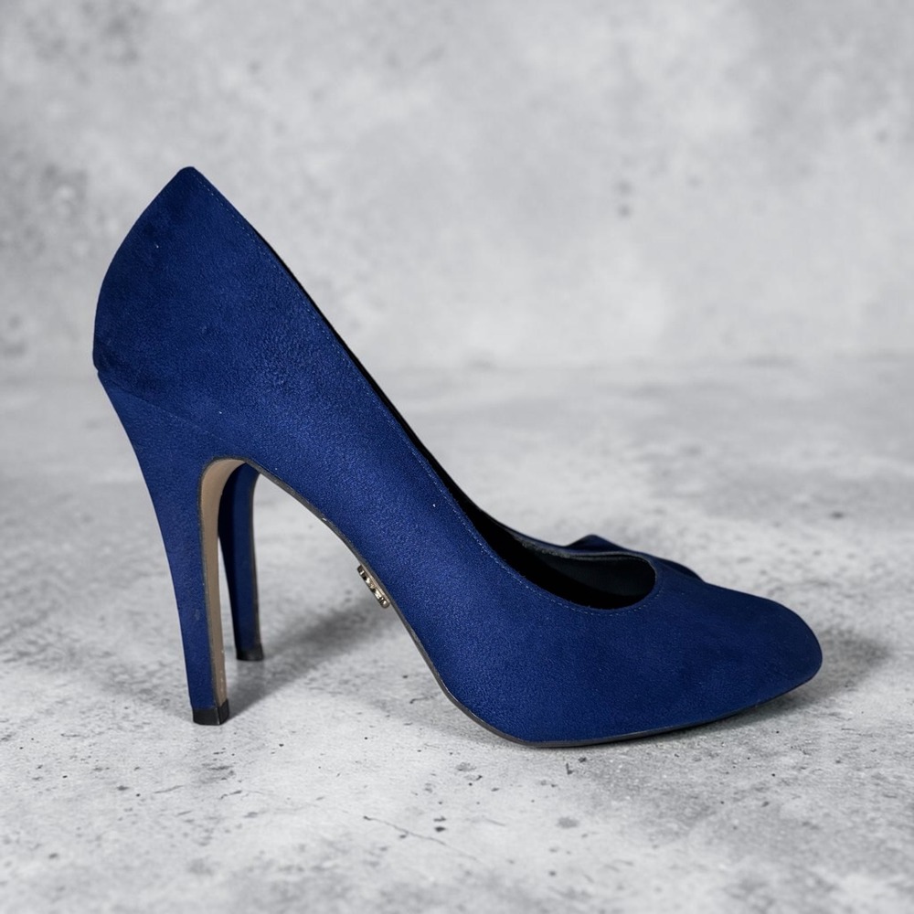 Rock & Republic Womens Royal Blue Faux Suede Almond Toe Stiletto Pumps Heels